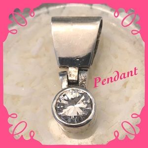SILVERTONE & ROUND CZ PENDANT